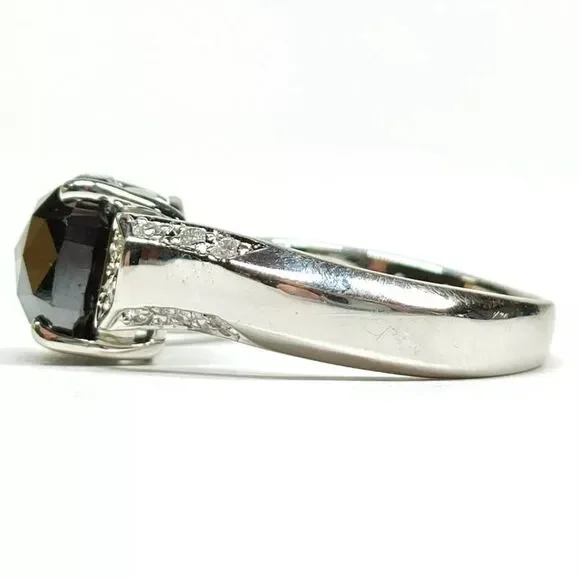 Natural 3.33 Carat Black Diamond Platinum Ring Size US 6.58 Preloved